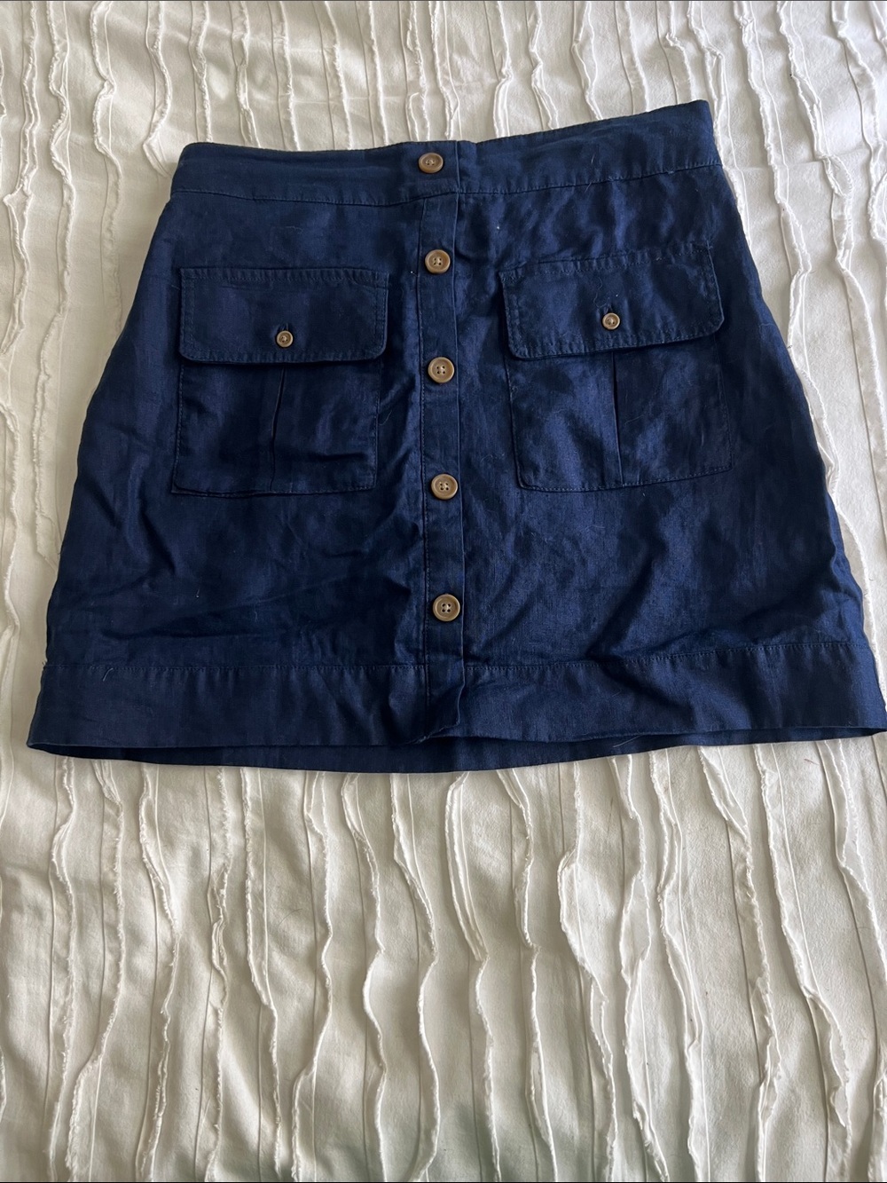 Nicole Mille Navy Faux Button-Front Mini Skirt